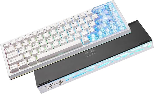 YUNZII AL65 Wireless Mechanical Keyboard, Full Aluminum CNC,Support QMK/VIA Software Gasket Structure,60% Hot Swappable with RGB Backlit BT/2.4G/USB-C for Mac/Windows(White, Milk V2)