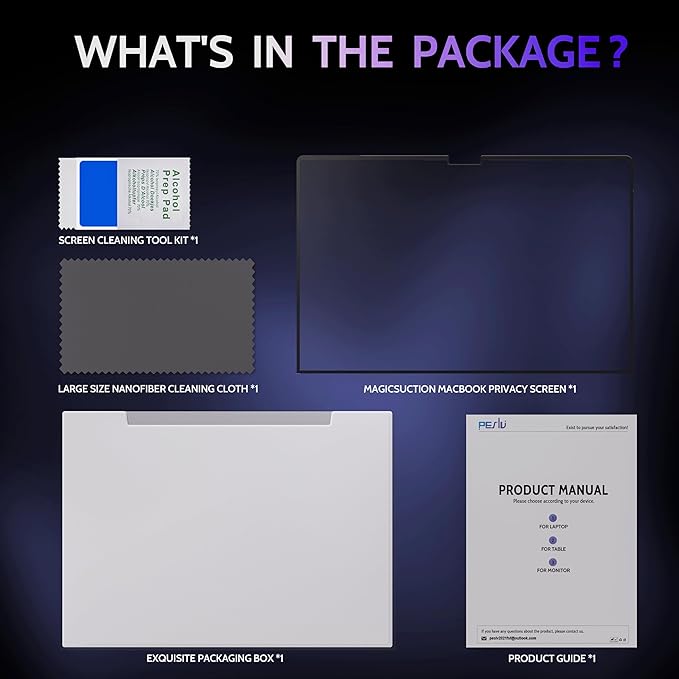 Privacy Screen for 13.5 Inch Surface Laptop 6/5/4/3/2/1, MagicSuction™ Removable Anti Spy Black Protector, Glare Blue Light Filter for Microsoft Laptop Computer Monitor