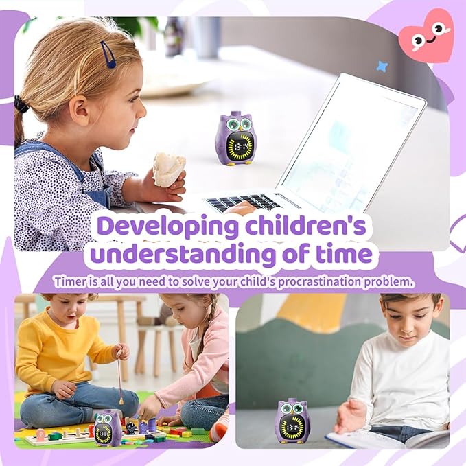 Visual Timer for Kids 99 Minute Kid Timer Visual Countdown Focus Smoother Routines for ADHD Autism Toddler Classroom Home Silent Management Tools Purple