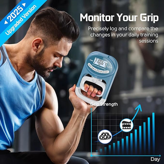Grip Strength Tester Hand Dynamometer - Grip Strength Trainer Electronic Hand Gripper Strengthener Wrist Exerciser Meter Digital Training Gauge 265 Lbs / 120 Kgs for Sport School Home Use