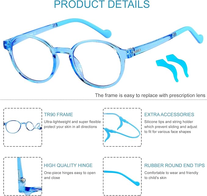 ANDWOOD Blue Light Glasses Kids Girls Boys Computer Gaming Anti Blue Ray Polarized sunglasses Age3-12