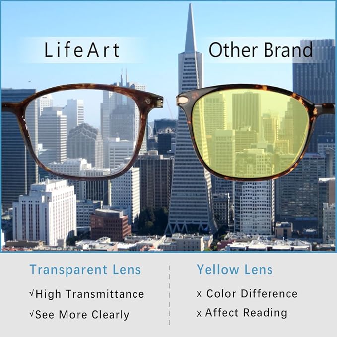 LifeArt Blue Light Blocking Glasses, Anti Eyestrain, Computer Reading Glasses,TV Glasses for Men and Women