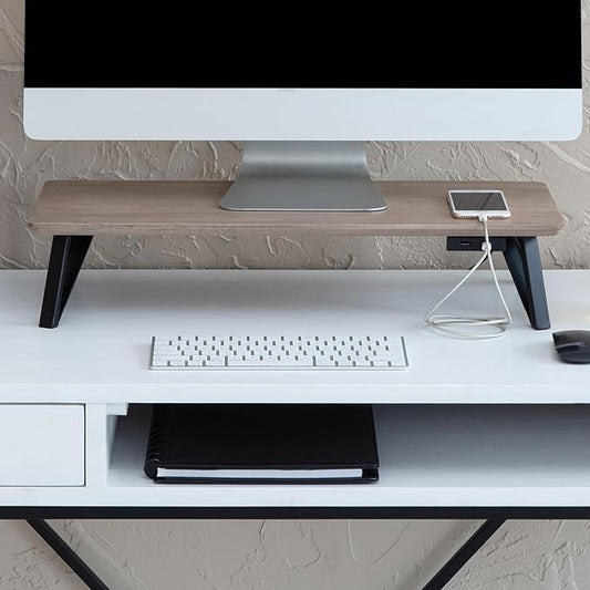 Anji Mountain Monitor Stand - Desktop Organizer & Laptop Riser, Ergonomic Monitor Riser, Space-Saving Monitor Stand for Desk, Durable Construction, Easy Assembly, Ideal for Home & Office,Biscotti