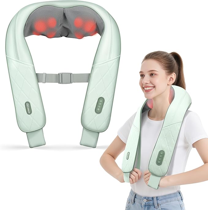 Cordless Neck Massager for Pain Relief Deep Tissue, Shiatsu Neck Back Massager Rechargeable Portable Kneading Shoulder Massage for Body Muscle Pain Relief, Gifts for Mom Dad Lovers