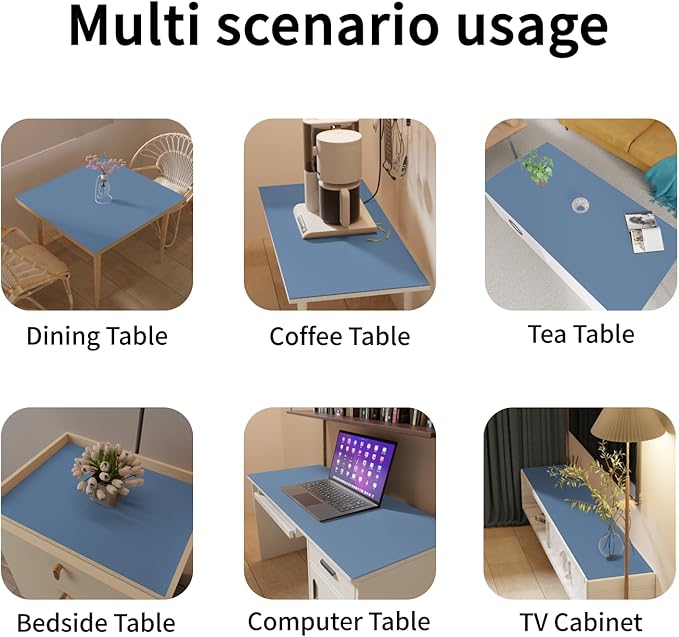 Leather Table Cover,1.8mm Thick,24x48 Inch Desk Cover,Large Desk Mat,Table Protector,Table Cover Protector,Coffee Table Protector,Table Protector Mat(Grayish Blue+Dark Green,24x48)