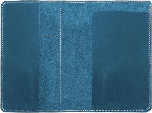 Genuine Leather Notebook Notepad Cover for TOPS The Legal Pad Writing Pads Docket 5" x 8" Cover, retro real leather portfolio folder cover organizer (Blue)