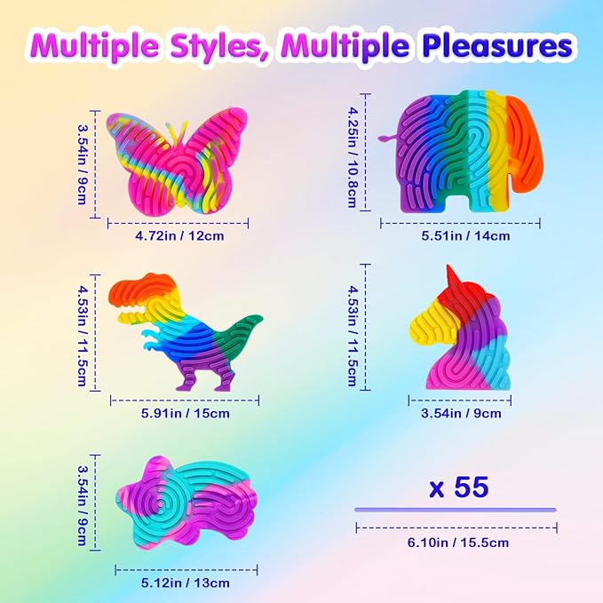 MoKo Sensory Activity Board, Double-Sided Silicone Sensory Activity Board with 55 Strings, Fidget Toys for Kids 3+ & Adults Calming, Stress, Anxiety, Autism & ADHD, 5 Pack