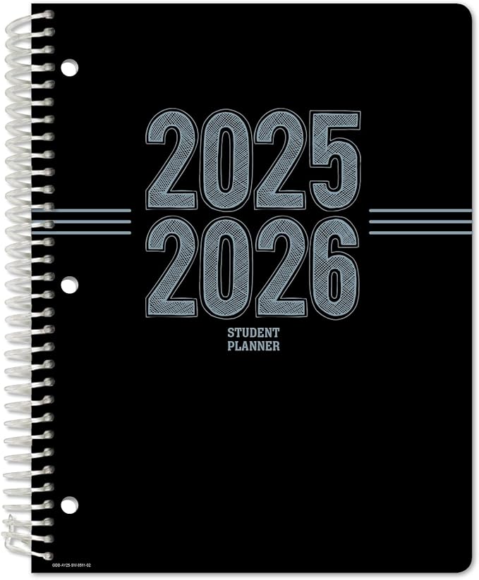 Global Datebooks Dated Middle School or High School Student Planner for Academic Year 2025-2026 Includes Ruler/Bookmark and Planning Stickers (Matrix Style - 8.5"x11" - Triple Stripe)