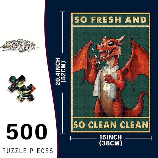 500 Piece Wooden Puzzle Jigsaw So Fresh and So Clean for Bar & Pub Challenging Stress Relief Game 20.4x15 Inch