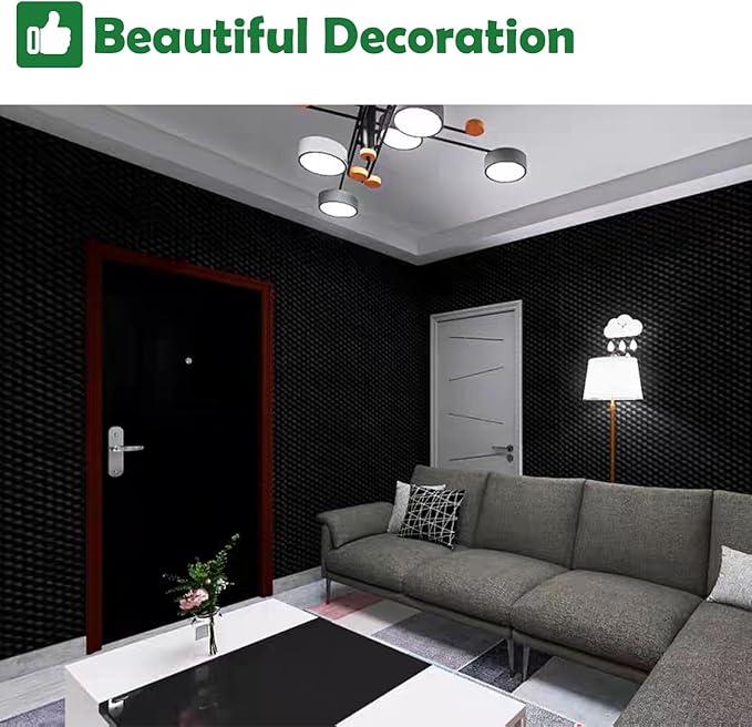 12 Pack 1.5"X12"X12" Acoustic Foam, Self Adhesive Sound Proof Egg Crate Foam(Most Soundproofing Design), Upgraded Sound Proof Foam Panels for Walls, Doors, Fire-Retardent Acoustic Panels,Made by WVOVW