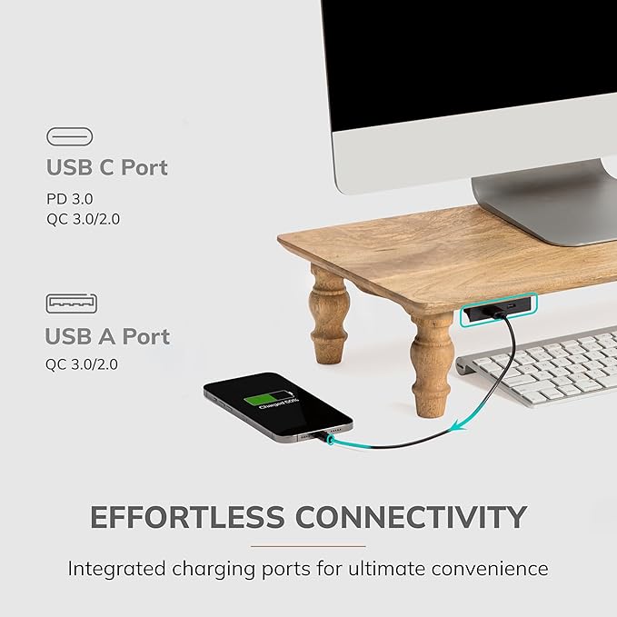 Anji Mountain Monitor Stand - Desktop Organizer & Laptop Riser, Ergonomic Monitor Riser, Space-Saving Monitor Stand for Desk, Durable Construction, Easy Assembly, Ideal for Home & Office,Mango