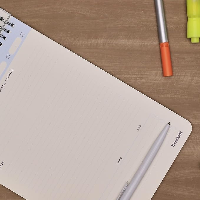 BestSelf Meeting Mastery Pad - 9.50ā X 6.70ā - Compact Design Professional Notebook, Journal Notebooks, Perforated Notebook Journal, 50 Double-Sided 120gsm Sheets | Blue Writing Pads