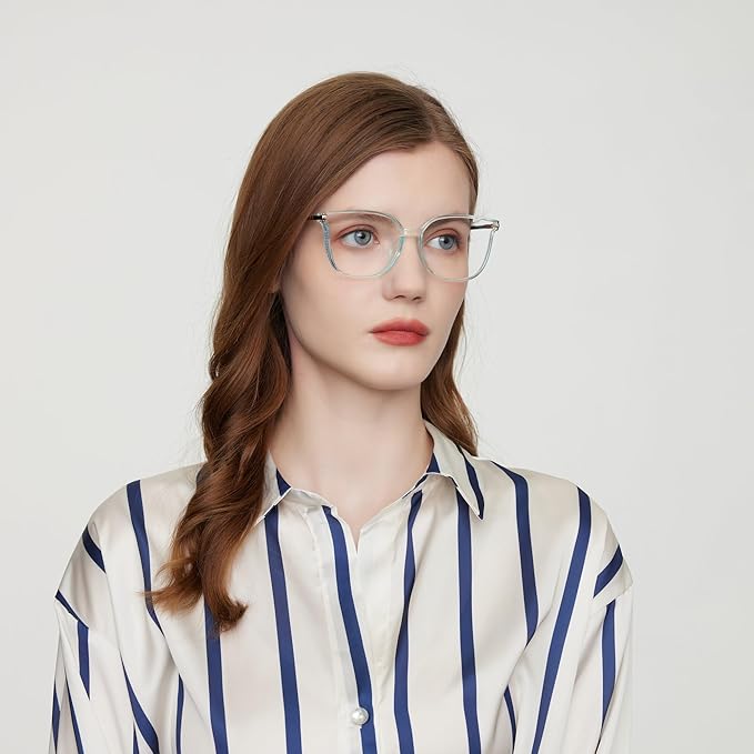 GUDVUE Oversized Blue Light Glasses, Computer Reading/Gaming/Phones Glasses, Anti Glare/UV400/Eye Strain, Large Square Frame