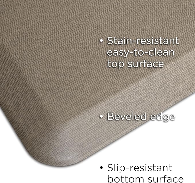 NewLife by GelPro Anti-Fatigue Designer Comfort Kitchen Floor Mat, 20"x32", Grasscloth Pecan Stain Resistant Surface with 3/4” Thick Ergo-Foam Core for Health and Wellness