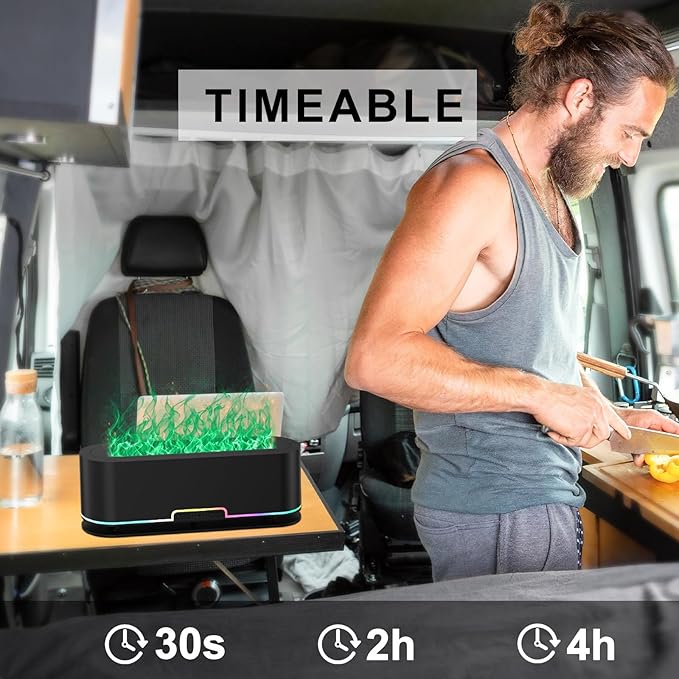 2025 Upgraded Rainbow Flame Fire Diffuser Humidifier, 7 Colors Changing Oil Diffuser, Ultra-Quiet Aroma Essential Oils Aromatherapy Diffusers for Large Room, Bedroom, Office