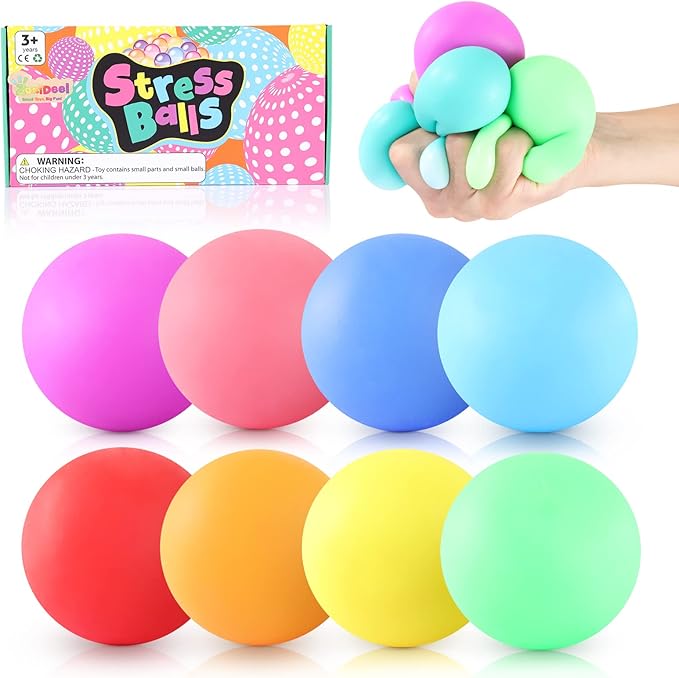 Slow Risng Stress Balls 8 Pack, Stretchy Fidget Toys for Anxiety Relief, Pull Stretch Squishy Toys for Kids Teens Adults, Fidgets for Classroom Prize, Sensory Hand Exercise Tool