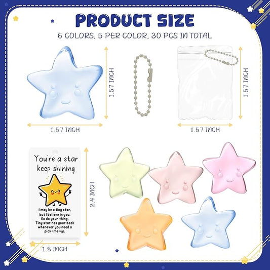 Wettarn 30 Sets Star Stress Balls with Motivational Cards Bulk Stress Relief Toys Classroom Prize Thank You Employee Appreciation Gift Halloween Trick or Treat Party Favors Christmas Stocking Stuffers