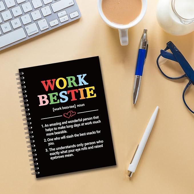 YAZMEEN Work Bestie Blank Spiral Notebook(160 Pages) Work Bestie Definition Hardcover Journal Employee Appreciation Gift Coworker Leaving Gift Funny Notebook Birthday Gift for Colleague Best Friend