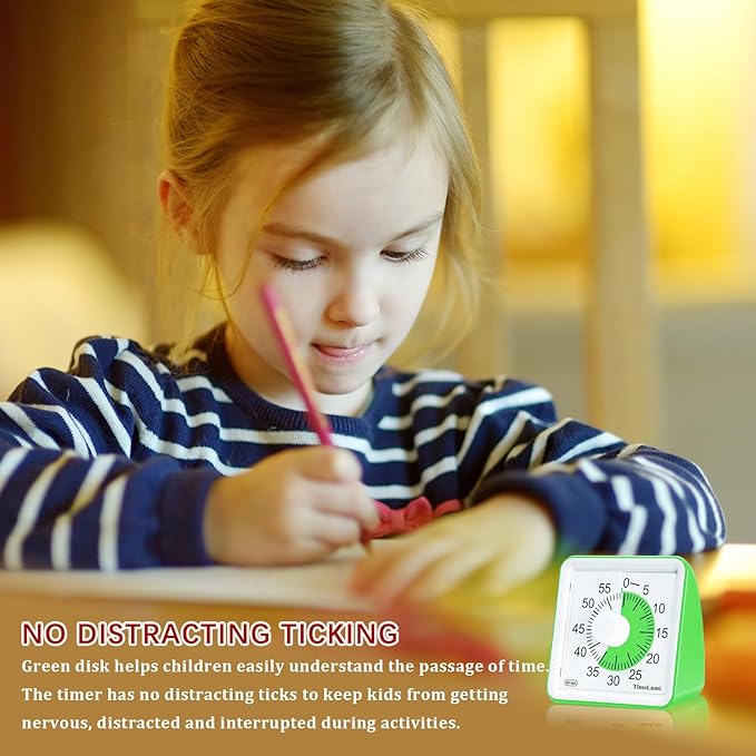 60-Minute Visual Timer for Kids, Time Management Tool Study Classroom Timer, Home Edition Silent Countdown Timer for Toddler, Teachers and Adults (Green)
