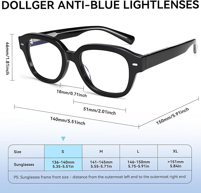 Dollger Blue Light Blocking Glasses For Woman Square Men Rectangle Computer BlueLight Glasses Non-Prescription Glasses
