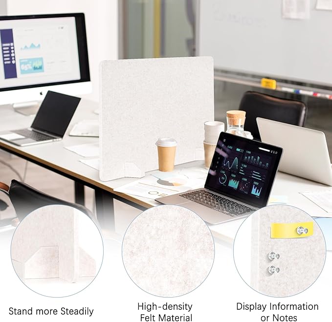 2 Pack Acoustic Desk Dividers - 24" x 20" Freestanding Privacy Panels Set with Noise - Reducing Design Cubicle Sound Proof, Ideal for Office, Classroom, and Home (Light Beige)