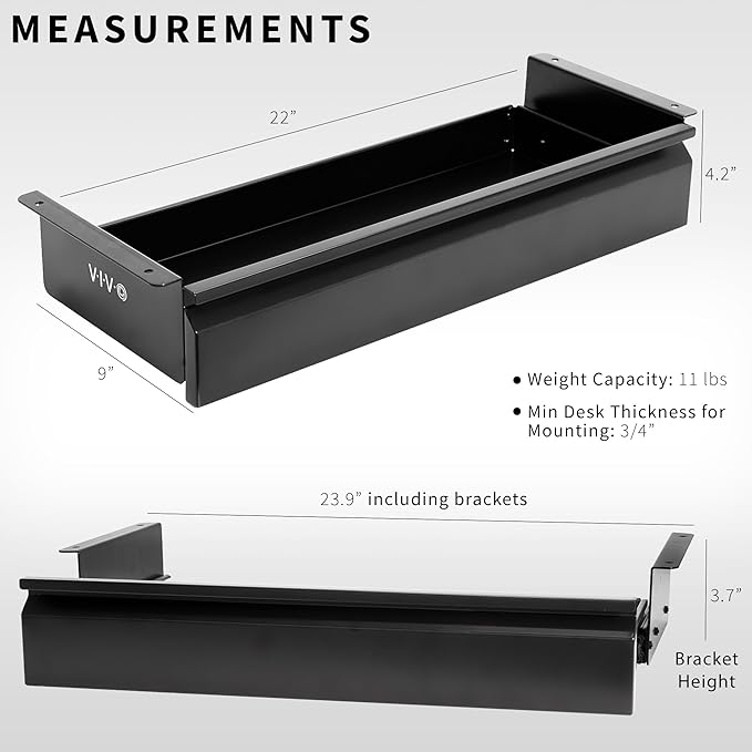 VIVO 22 inch Under Desk Slide Out Drawer Without Shell, Home Office Storage Organizer, Black, DESK-AC03A-22B