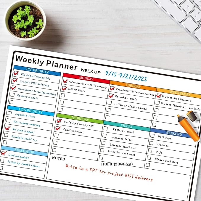 2026 Full Desk Calendar- 11 x 17 Inches,2 Pack Wall/ Desk Calendar 12 Moth of 2 Sided Vertical and Horizontal Reversible , 1 Pack Dry/Wet Erase Monthly and Weekly Planner for Office, School, Home (White)