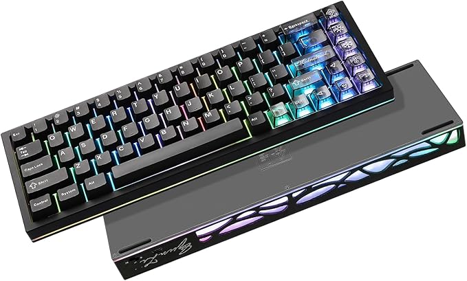 YUNZII AL65 Wireless Mechanical Keyboard, Full Aluminum CNC,Support QMK/VIA Software Gasket Structure,60% Hot Swappable with RGB Backlit BT/2.4G/USB-C for Mac/Windows(Black, Milk V2)