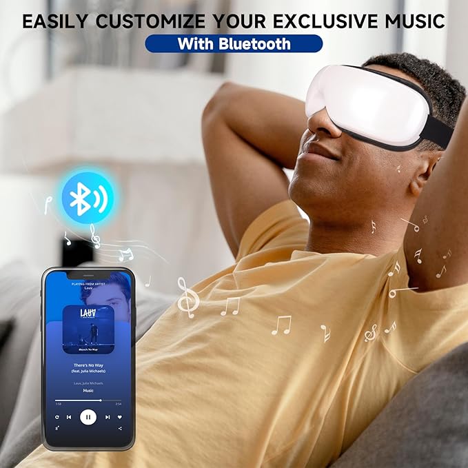 Eye Massager with Heat; Migraine Relief Mask Massager; Bluetooth Eye Mask for Dry Eyes; Relaxation with 5 Massage Modes and 180° Folding Design Gifts for Women/Man