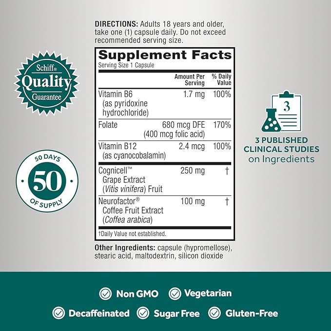 NEURIVA Memory 3D Brain Supplement - Nootropic Capsules for Memory, Focus & Cognitive Function - Short Term, Long Term, & Working Memory Support - 50ct - Pack of 2