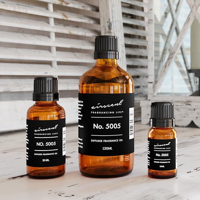 AirScent Diffuser Oil Inspired by TF's Oud Wood - No. 5005 Perfume Dupe - Fragrance Oil Blend for Ultrasonic and Waterless Diffusers and Crafting - 10 ml, 0.34 fl oz Glass Bottle with Dropper