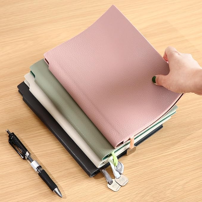 Lined Journal Notebook for Women A5 Softcover PU Leather Journals for Writing, 160 Pages Daily Journaling, College Ruled Notebooks for Work School, Business 6.38'' X 8.28'' Grayish Green