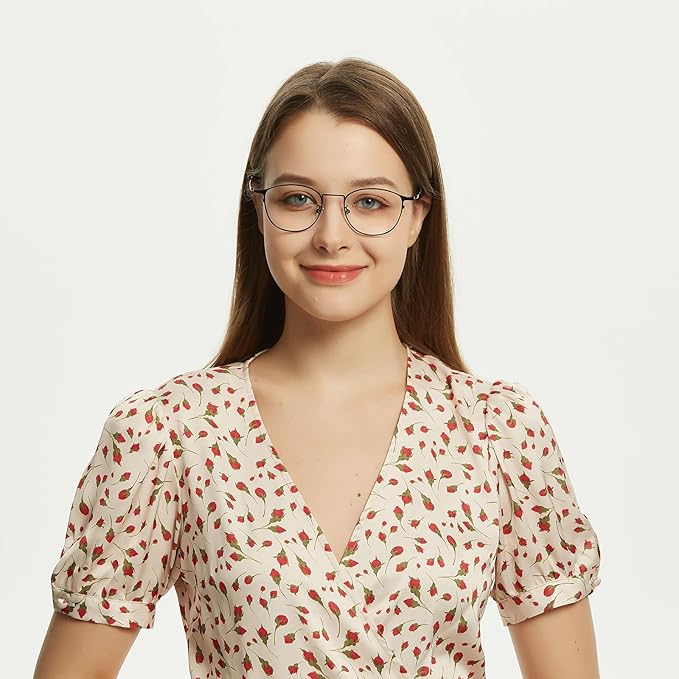 GUDVUE Blue Light Glasses, Computer/Gaming/TV/Phones Glasses for Women/men, Anti Glare/UV400/Eye Strain, Oval Black