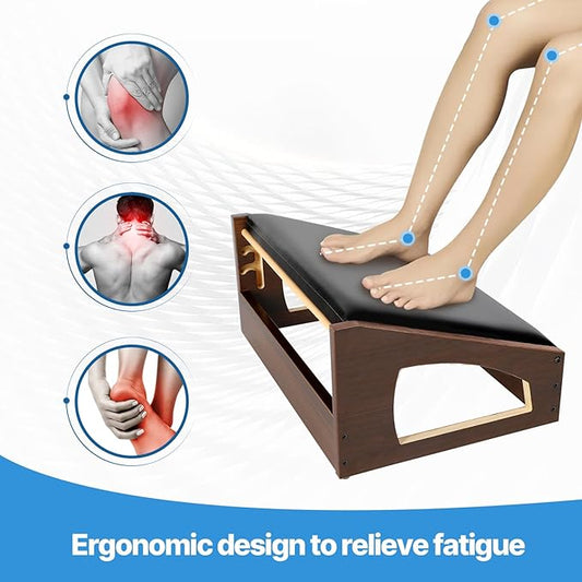 Ergonomic Foot Rest, 4 Adjustable Height Foot Stool,Footrest Under Desk, Soft Cushions, Foot Rest Office,Improving Posture, Promoting Blood Circulation(Espresso)