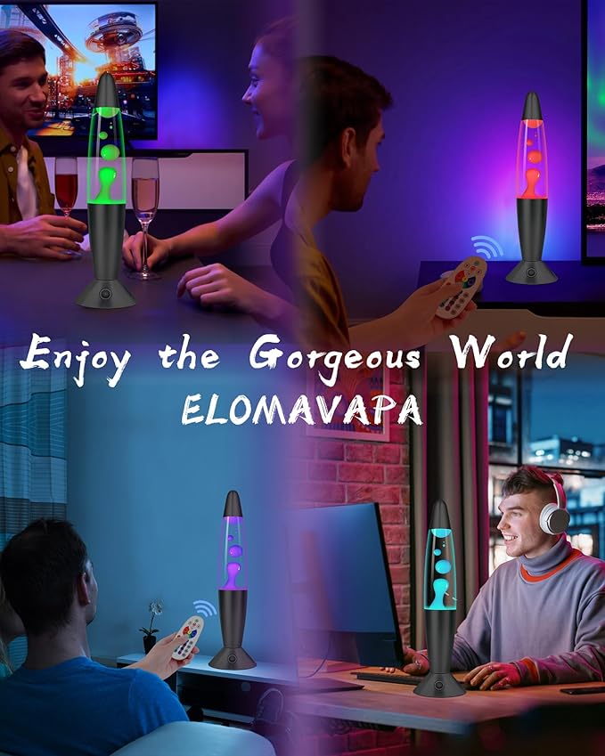 Black Liquid Motion Lamps 17 Colors Changing with Remote, 13.5 Inch LED Night Light for Kids Adults, Mood Lighting Small Table Lamp for Bedroom Nightstand Office Decor, Cool Birthday Christmas Gifts