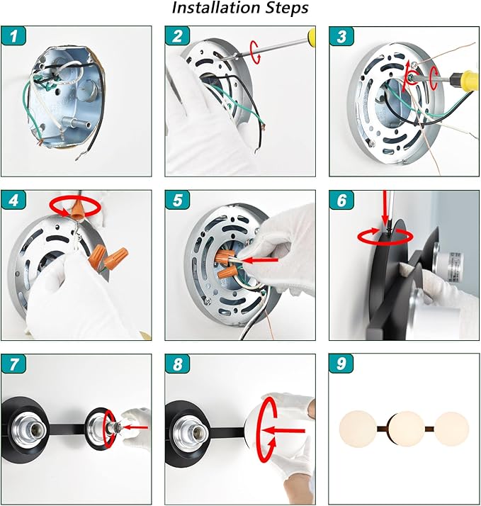 Bathroom Vanity Light Fixtures, Modern 3 Lights Globe Wall Sconce Lighting Matte Black, Porch Wall Mount Light Fixture for Bathroom, Mirror Cabinets Hallway Stairs (Matte Black, 3-Light)