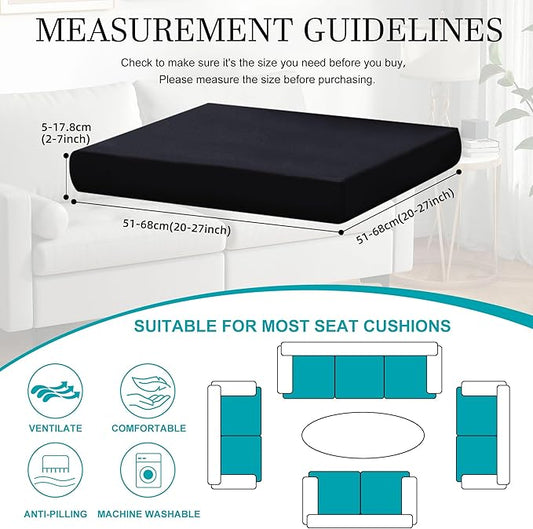 12 Pcs Stretch Patio Cushion Covers,Outdoor Couch Covers Replacement,Outdoor Couch & Sofa Slipcovers,for Patio Furniture Cushion Covers,Washable Reusable Furniture Protector (Black,Cover Only)