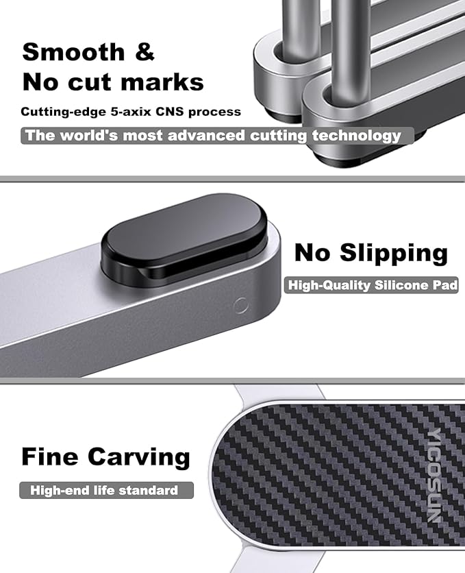 New Concept Laptop Stand - Adjustable Ergonomic Aluminum Riser for MacBook Pro/Air up to 15.6” - Foldable & Portable Computer Stand for Desk, Students, Office, Travel, Gaming - Silver