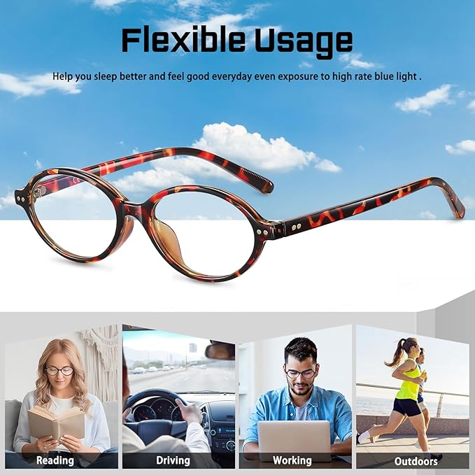 HAOLOTA Blue Light Blocking Glasses Women, Trendy Round Anti Eyestrain UV Glare TV Phone Computer Gaming Eyeglasses