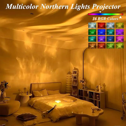 Northern Lights Projector Touch,16 Colors Changing Light Dimmable Mood Lighting, Cube Aurora Glow Lamps with Dynamic Ripple Effect, Remote Galaxy Light Projector for Bedroom Playroom Kids Teens Gifts