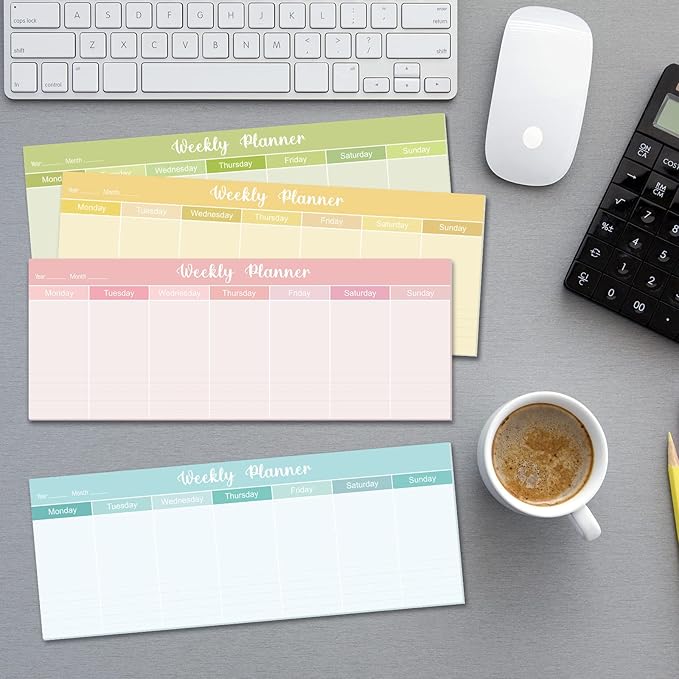 Geyee 120 Sheets Weekly Planner Notepad Tear off Weekly Calendar Pad to Do List Sticky Notepad Desk Schedule Planner for Student Habit Tracker Reminder Office School