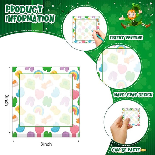 9 Pieces St. Patrick's Sticky Notes Shamrock Sticky Notes Self-Adhesive St. Patrick's Sticky Note Pads Sticky for School Office Home Supplies Students Teachers Presents