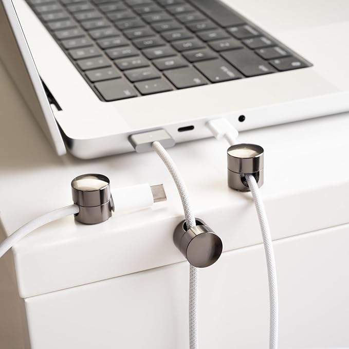 Cable Anchors for Desk Organization Gun Metal | Premium Aluminum Cord Organizers | Charger + Cable Management Clips for Home & Office | Stylish, Sturdy, & Functional | (3 Pack)