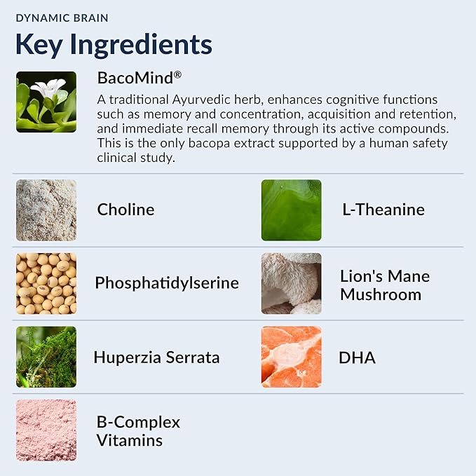 Stonehenge Health Dynamic Brain Supplement – New Formula with BacoMind for Memory Acquisition, Retention, & Recall with 40 Unique Nootropic: Choline, Phosphatidylserine, and Huperzine A