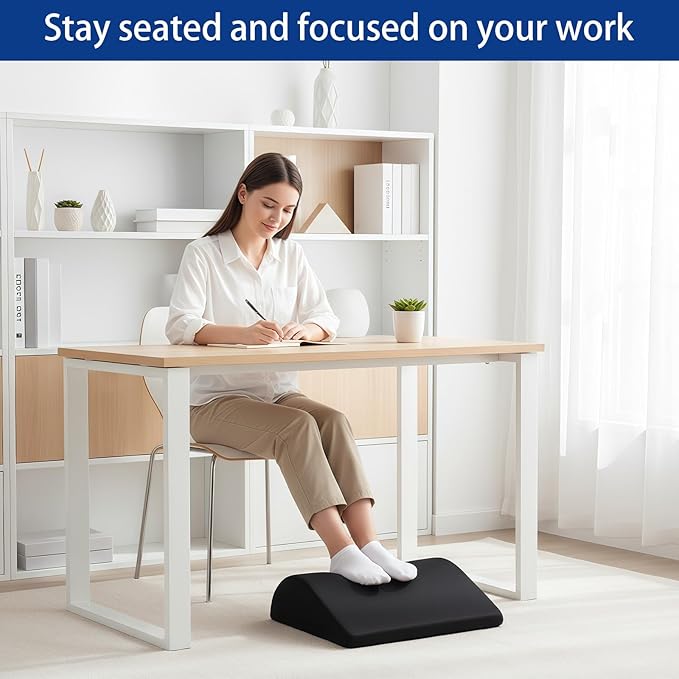 Foot Rest for Under Desk at Work Ergonomic Under Desk Footrest,Support Foot Pillow Double-Sided Footstool, for Office, Home & Gaming Leg Elevation Pillow Black