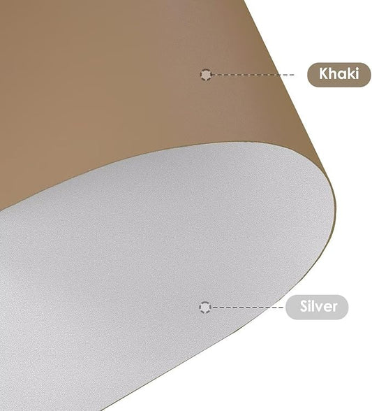 Leather Table Cover,1.8mm Thick,24x60 Inch Desk Cover,Large Desk Mat,Table Protector,Table Cover Protector,Desk Protector,Table Pad,(Khaki+Silvery,24x60)