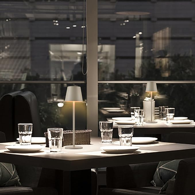 2 Pack Cordless Table Lamp, 5000mAh Portable Rechargeable LED Desk Lamp, 3 Color Modes Stepless Dimming Table Light with Memory Function, for Dinner, Patio, Home, Restaurant.