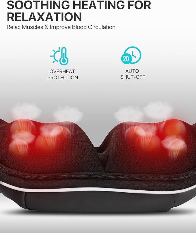 Back and Neck Massager for Pain Relief Deep Tissue with Heat, 3D Kneading Shiatsu Neck and Back Massager for Shoulder Full Body Home Office Car Use, Birthday Day Gifts for Dad Men Mom Women