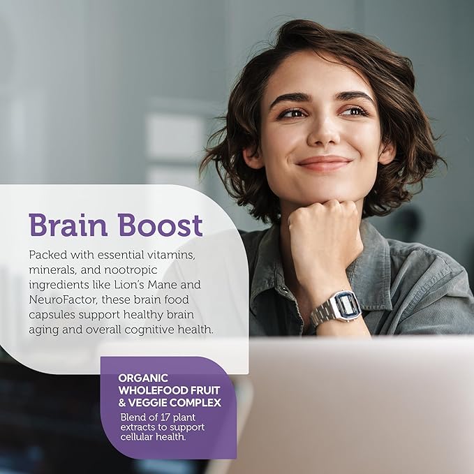 Zahler - Multivitamin Brain Supplement (60 Count) Kosher Brainfood Capsules for Adults with Neuro Factor & Lion's Mane - Nootropic Brain Supplements for Memory Support - Focus Mental Energy Boost