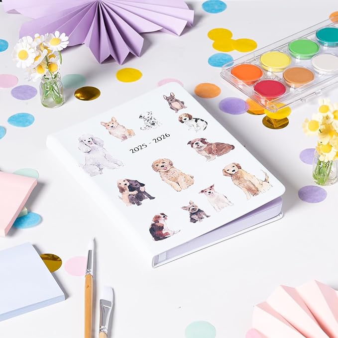 2025-2026 Eccolo 18 Month Bound Planner, Monthly & Weekly Pages (5.25 x 7.75" - July 2025 - Dec 2026 - Dogs)